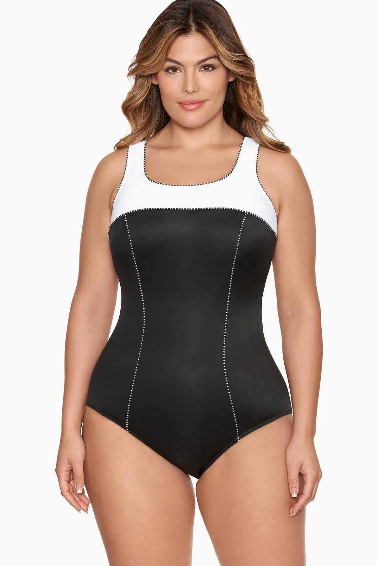 Vrouwen Miraclesuit Een Stuk|Plus Size Colorblock Touche Badpak Uit Een Stuk