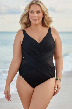 Vrouwen Miraclesuit Een Stuk|Plus Size Crossover Badpak Uit Een Stuk