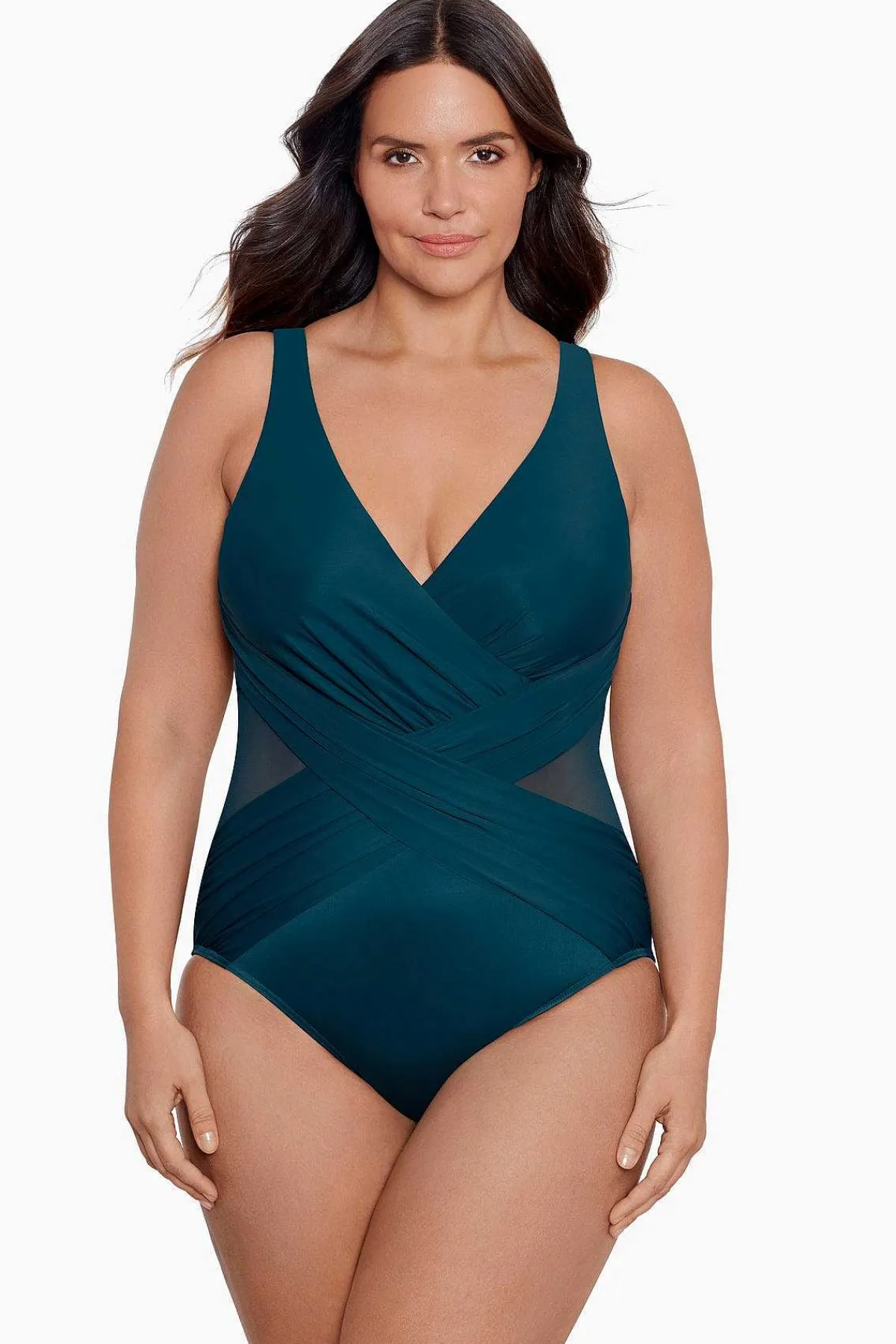 Vrouwen Miraclesuit Een Stuk|Plus Size Crossover Badpak Uit Een Stuk