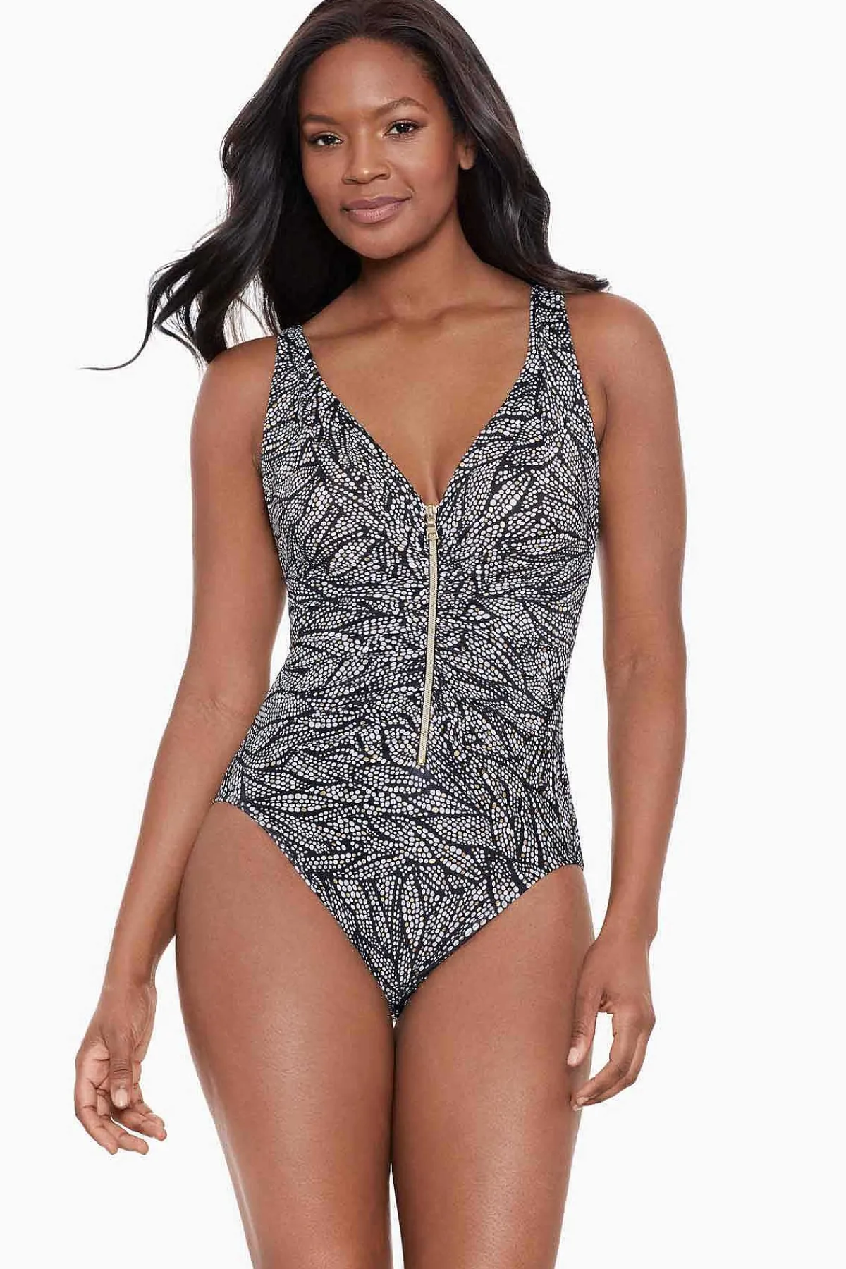 Vrouwen Miraclesuit Een Stuk|Shore Leave Zipt Zwempak Uit Een Stuk