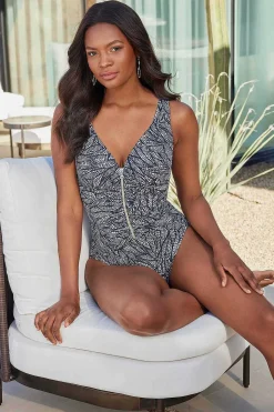 Vrouwen Miraclesuit Een Stuk|Shore Leave Zipt Zwempak Uit Een Stuk